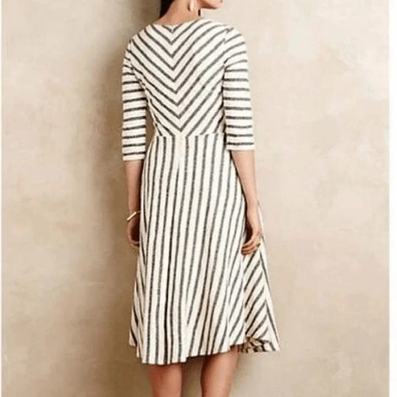 Anthropologie Sunday In Brooklyn‎ Women's Size S Striped Fit & Flare Midi Dress - Picture 2 of 12